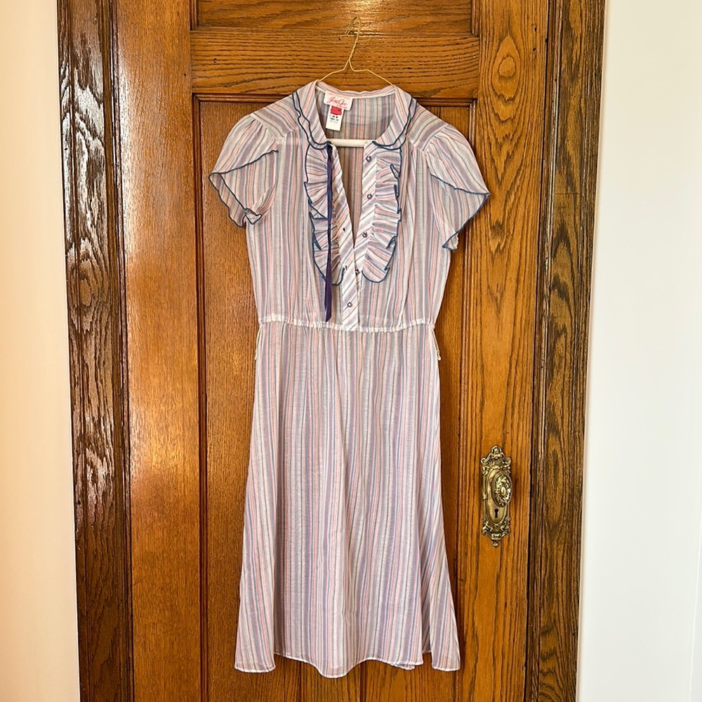 Vintage Striped Dress with Ruffle Detail